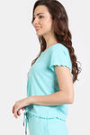 Zivame Venus Dreams Knit Poly Loungewear Top - Aruba Blue — thumbnail 3